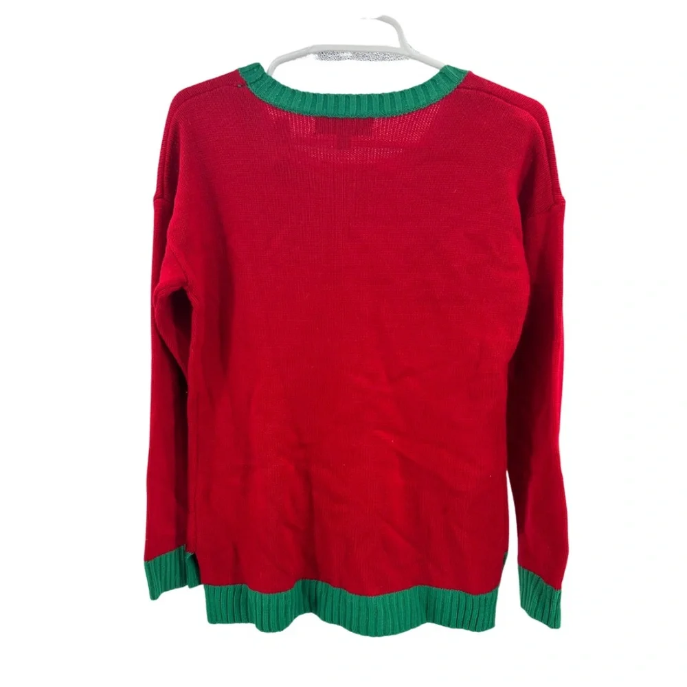 33 Degrees cat Christmas sweater tinsel bells s ugly sweater sequins embroidered